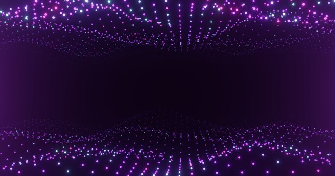 Abstract Purple Digital Wave Dots Technology Background. 3d Rendering.
