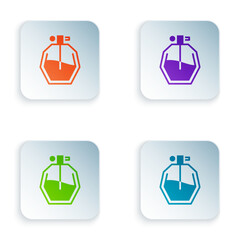 Color Perfume icon isolated on white background. Set colorful icons in square buttons. Vector Illustration