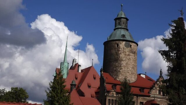 Old castle with clouds rolling over
