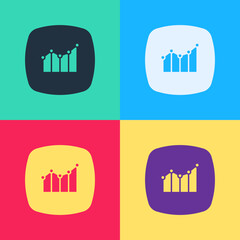 Pop art Financial growth increase icon isolated on color background. Increasing revenue. Vector