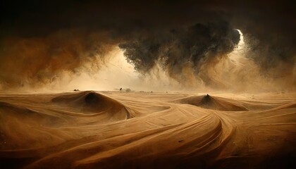 Desert storm landscape.