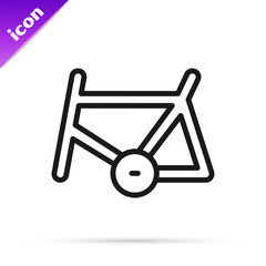 Black line Bicycle frame icon isolated on white background. Vector