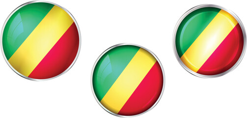 Round national flag pin of Republic of the Congo.Circular vector flag of Republic of the Congo