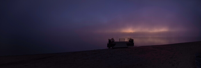 Foggy Autumn Sunrise Over Lake