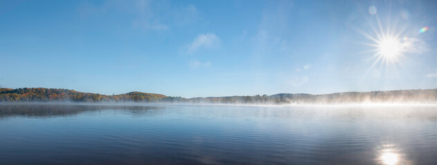 Fototapeta premium Autumn Morning Looking Out Over Lake