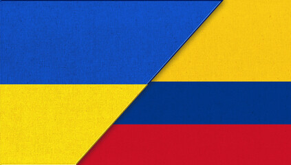 Flag of Ukraine and Colombia. International competition. Colombian flag