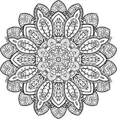 Ready to Print SVG Mandala for Coloring Doodle Flowers Pattern Floral Relaxing Art Ready made Sketch Mandala Graphics flower pattern vector floral rose illustration nature art decoration