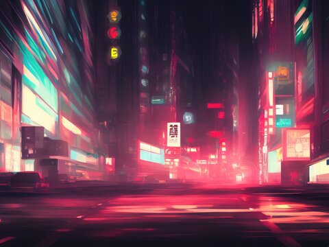 Premium Photo  Dark city road neon light abstract 3d illustration