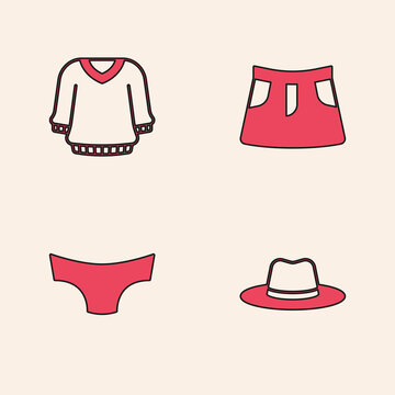 Set Man hat, Sweater, Skirt and Men underpants icon. Vector