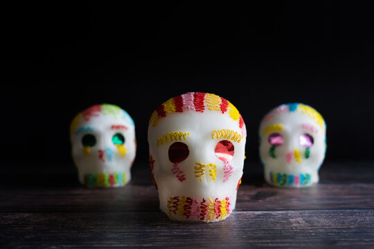 Mexican Sugar skull traditional for day of the dead in Mexico