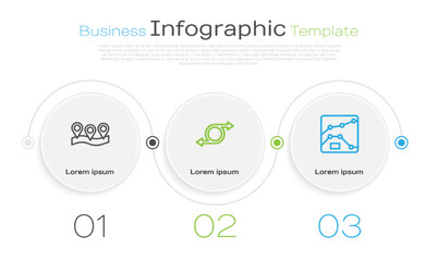 Set line Location, Arrow and Graph, chart, diagram. Business infographic template. Vector