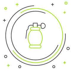 Line Hand grenade icon isolated on white background. Bomb explosion. Colorful outline concept. Vector