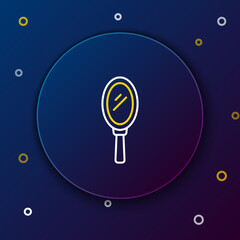 Line Hand mirror icon isolated on blue background. Colorful outline concept. Vector