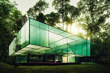 Glashaus im Wald Ökologie Energie Natur einfach leben