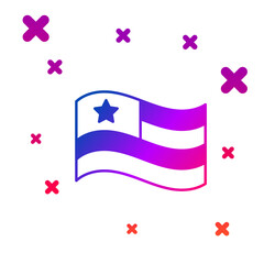 Color American flag icon isolated on white background. Flag of USA. United States of America. Gradient random dynamic shapes. Vector