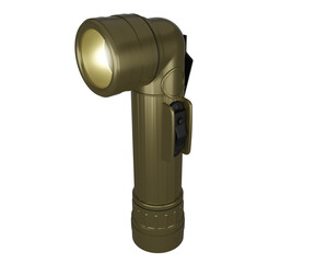 L-type military flashlight 3d rendering