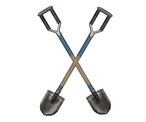 Realistic shovels 3d render. tools icon
