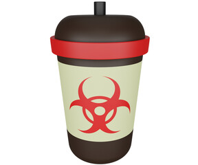3d render of toxic waste icon, concept of pollution that threatens human health.
