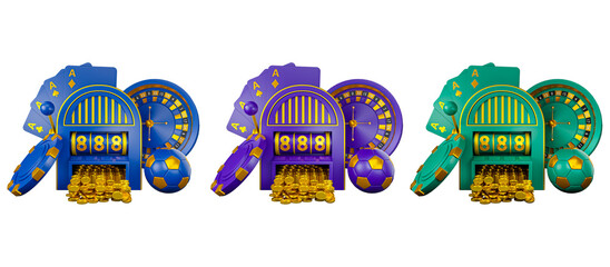 Casino cards poker blackjack baccarat 3d icon. Casino game chips, bet cards, bet items poker chips. Png item, transparent background.