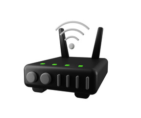 3d wifi router with signal, equipment icon for internet, 3d rendering.
 - obrazy, fototapety, plakaty