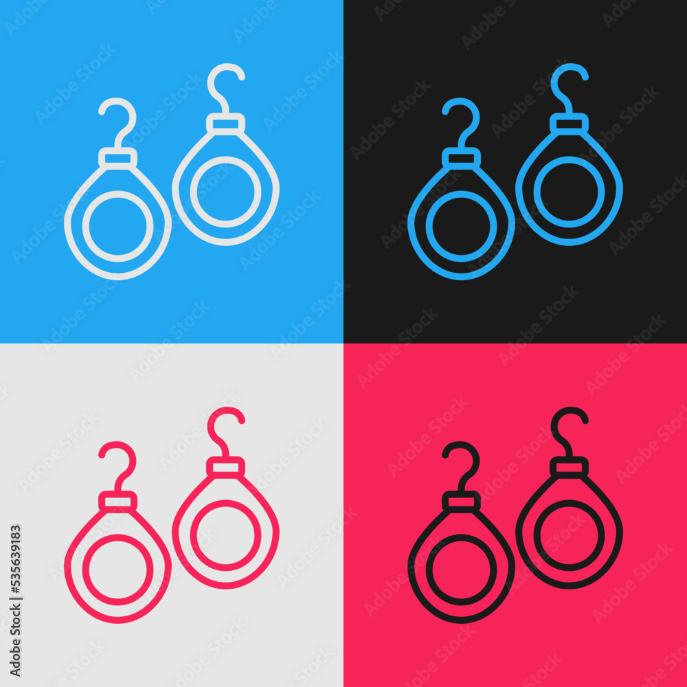 Canvas Prints Pop art line Earrings icon isolated on color background. Jewelry accessories. Vector