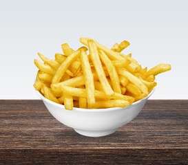Tasty fast food French fries in the plate