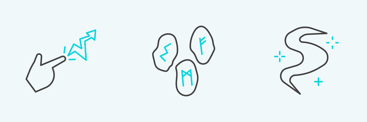 Set line Magic fog or smoke, Spell and runes icon. Vector