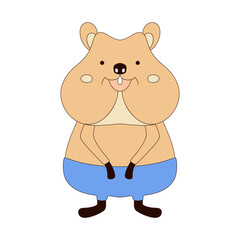 Australian quokka animal cartoon character. Vector illustration of a cute wild marsupial rodent