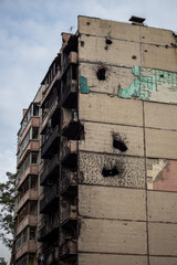 Destroyed and damaged residential buildings in Irpen after Russia's invasion of Ukraine