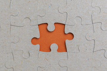 Puzzles without one element. Copy space for text.