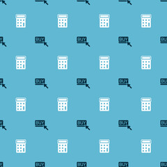 Set Buy button and Calculator on seamless pattern. Vector