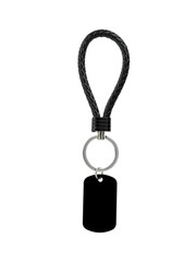 key chain, metal and leather material key chain on a white background