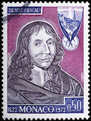 Blaise Pascal on old postage stamp of Monaco