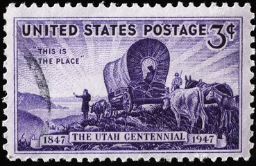 Fotobehang First Utah centennial celebrated on old american stam © Silvio