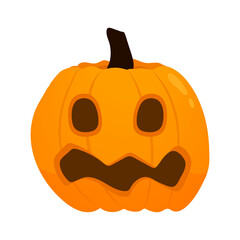 Halloween pumpkin with carved face isolated on white background