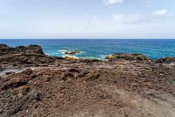 Rocks of Los Hervideros. Lanzarote. Canary Islands. Spain.