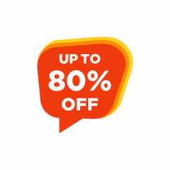 Up to 80 percent off Sale speech bubble tag vector illustration