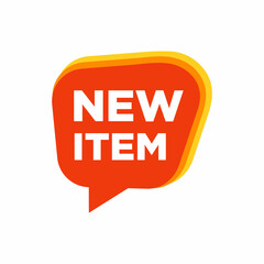 Speech bubble with new item text. flat cartoon trend modern logotype graphic design isolated on white background