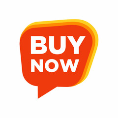 Speech bubble with Buy Now text. flat cartoon trend modern logotype graphic design isolated on white background