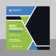 Medical healthcare social media post web banner template