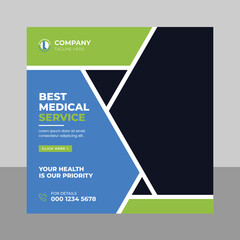 Medical healthcare social media post web banner template