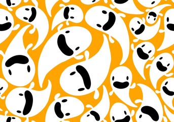 Fototapeta premium Halloween ghost seamless cartoon pattern for wrapping paper and kids clothes print and fabrics and linens