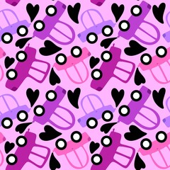 Cartoon kids seamless cars toys pattern for child clothes print and wrapping paper and fabrics and accessories