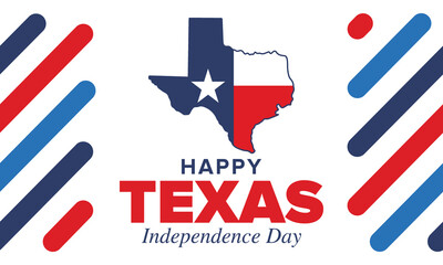 Texas Independence Day. Freedom holiday in Unites States, celebrated annual in March. Lone star flag. Texas flag. Patriotic sign and elements. Poster, card, banner and background. Vector illustration