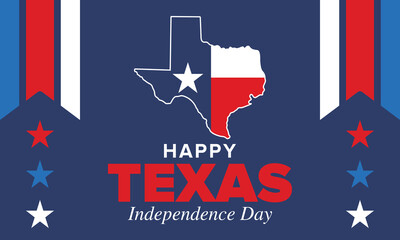 Obraz na płótnie Canvas Texas Independence Day. Freedom holiday in Unites States, celebrated annual in March. Lone star flag. Texas flag. Patriotic sign and elements. Poster, card, banner and background. Vector illustration