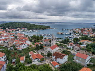 Fototapeta na wymiar Croati - Amazing Kukljica town on the Ugljan island from drone view
