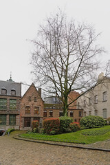 Fototapeta na wymiar Mayor`s garden behind the city hall of Mons, Wallonia, Belgium 