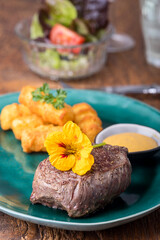 steak with croquettes