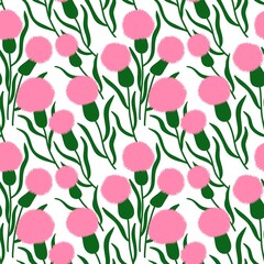 Floral summer seamless wild flower fluffy pattern for wrapping paper and kids clothes print and fabrics