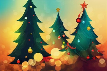 Fototapeta premium abstract colorful and cute designed illustration of christmas trees for background of christmas card or banner
